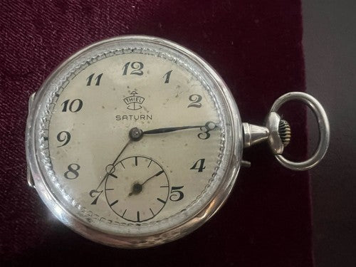 🔴 Orologio tasca THIEL Saturn Leonida ARGENTO 800 manuale funziona vintage