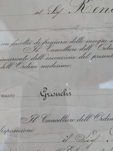 🔴 REPUBLIC OFFICIAL certificate of honor Rome 1960 with frame 