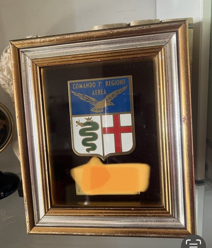 🔴 Crest comando 1 REGIONE AEREA premio con cornice vintage L 18 H 21 CM