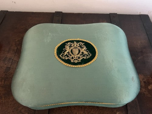🔴 PORTAGIOIELLI multi uso tessuto stemma cofanetto scrigno astuccio vintage 10