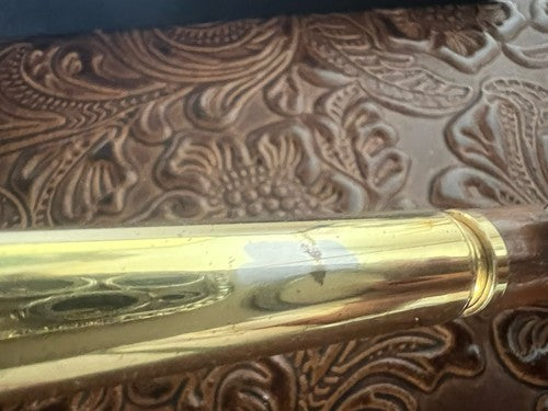 Red Ballpoint Pen RAIN HUNTER Metal And Wood With Vintage Cartridge