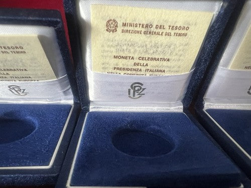 🔴 IPZS scatole monete CELEBRATIVE DELLA PRESIDENZA ITALIANA ARGENTO lotto 3 PZ