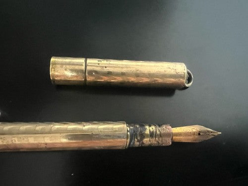 Stylo-Plume Stylo à Plume Laiton Ciselé Mécanisme à Levier Écrit Vintage 1920