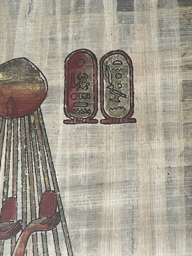 Papyrus Egyptian Authentic Egyptian Original Hand Painted L 34 H 42 Vintage