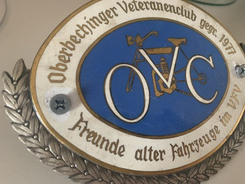 🔴 Car Badge vintage OVC Oberdechinger Veteranenclub originale vintag 1977