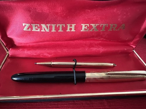 Zenith Füllfederhalter-Set, Extra-Stift, Gold und Bleistift, mechanisch, Vintage 