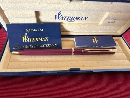 🔴 WATERMAN penna sfera lacca EXECUTIVE rosso bordeaux scrive garanzia