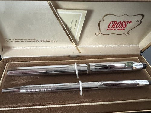Cross Pens Sphere Laminated Vintage Chrome Dismantling Vehicle 2 Pens