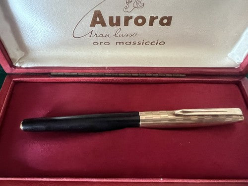 AURORA 9KT Gold Fountain Pen Magic Reserve GL Gold Nib F Warranty 