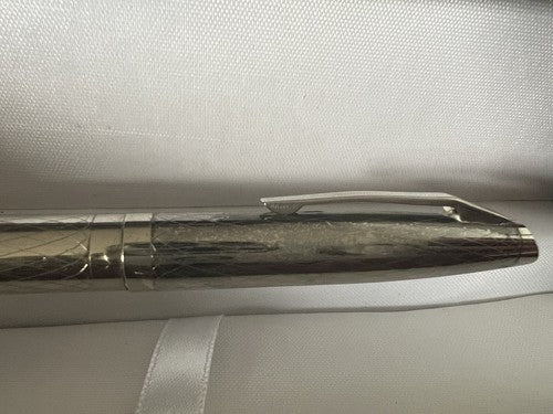 🔴 Kolbenfüllfederhalter aus verchromtem Metall mit Goldfeder, schreibt im Vintage-Stil 