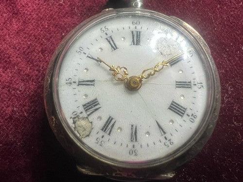 Montre Poche Argent 800 Femme Levier-Dos Manuel Fonctionne Vintage 1920