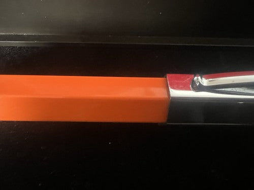 🔴 FABER CASTELL penna sfera arancione profili sagomati astuccio RARA VINTAGE