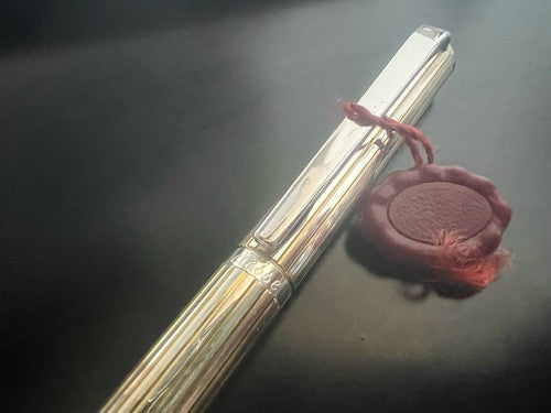 🔴 CIESSE penna sfera cromata con sigillo ed astuccio scrive VINTAGE