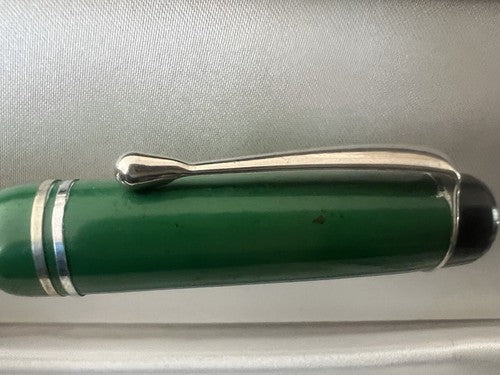 🔴 Penna stilografica verde profili cromati pistone pulsante SCRIVE vintage '40
