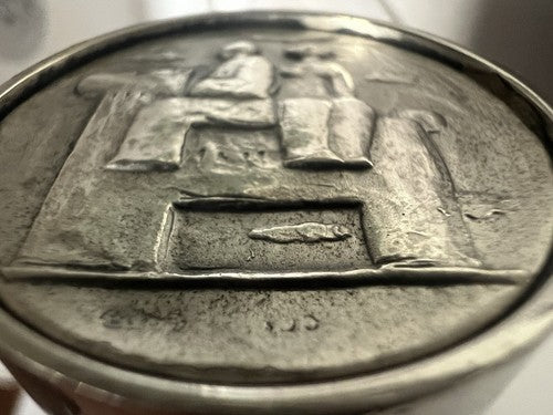 Red Salvatore Fiume Hourglass With Medal Coin Token Horse Silver 800
