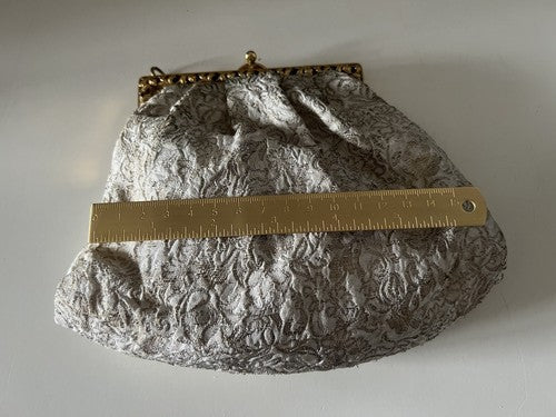 🔴 BORSA donna pochette fili DORATI bianca con ceselli e catena ART DECO'