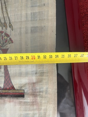 🔴 PAPIRO EGIZIO AUTENTICO egiziano originale dipinto a mano L 34 H 42 vintage