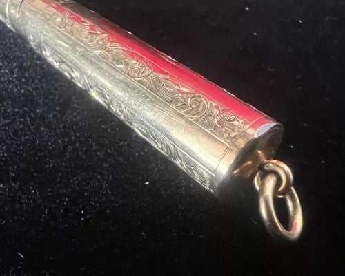🔴 UHLMANN'S ETERNO matita retrattile aminata oro ciondolo chatelaine antica
