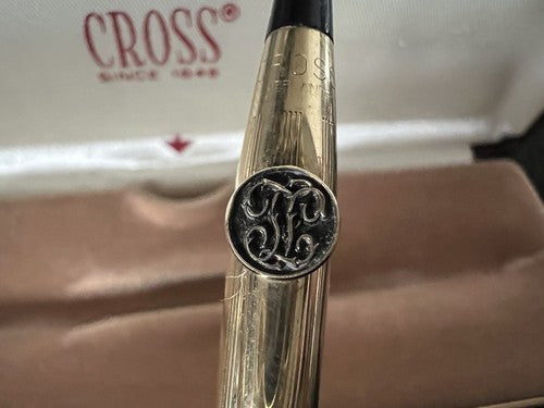 Cross Stylo-Plume Sphère Eland Plaqué Or Avec Emblème Écrit Avec Boîte Vintage