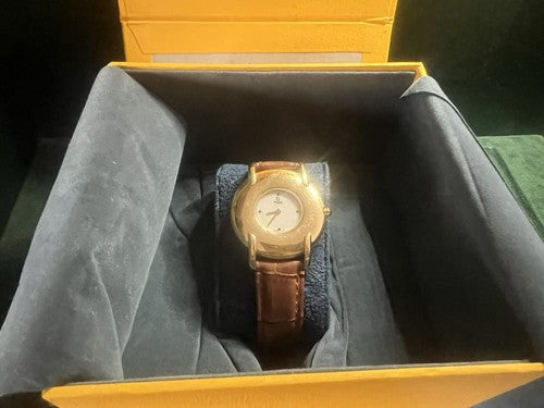 🔴 FENDI orologio uomo donna placcato oro 400J al quarzo zaffiro cabouchon 37 mm