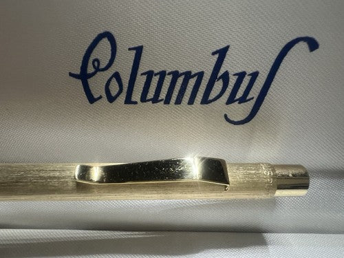 🔴 COLUMBUS penna sfera PLACCATA ORO scrive perfettamente con astuccio vintage