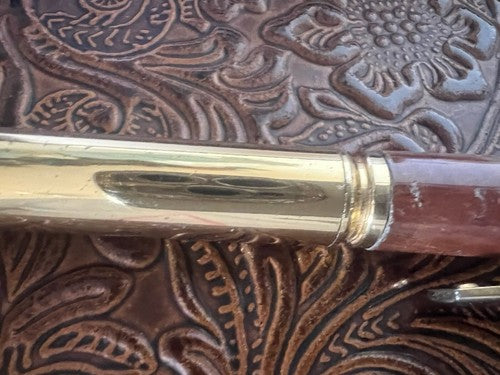 Red Ballpoint Pen Rifle RAIN HUNTER Metal Wood With Cartridge Writes Vintage