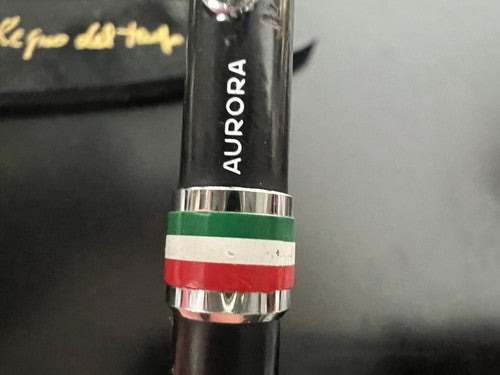 Aurora Pen Sphere Marco Polo Lacquer Black Italy Flag Marking