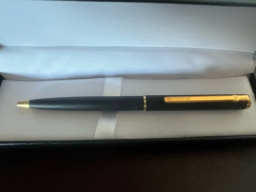 🔴 GOLDRING penna sfera lacca nera opaca profili dorati scrive prodotta Germania