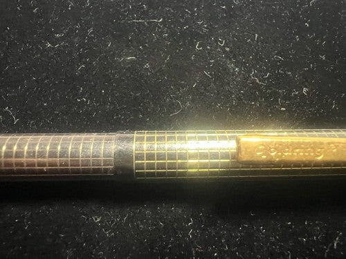 Goldring Stylo-Plume Sphère Laque Carreaux Profils Or Écrit Allemagne Vintage