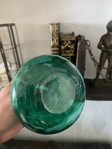 🔴 Vasi ampolle ARGENTO 925 e VETRO verde da essenze ed olio con ricamo