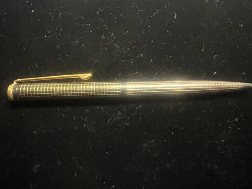 Goldring Stylo-Plume Sphère Laque Carreaux Profils Or Écrit Allemagne Vintage
