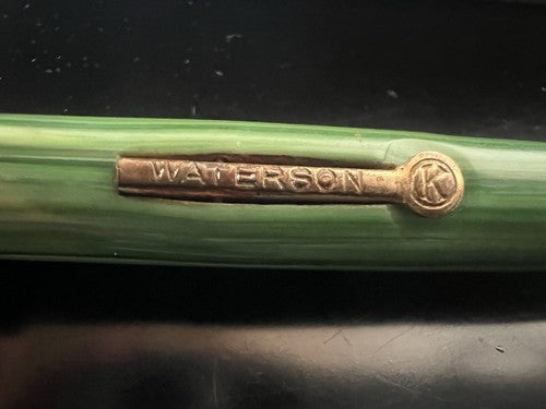 🔴 WATERSON penna stilografica celluloide verde a leva funziona e SCRIVE vintage