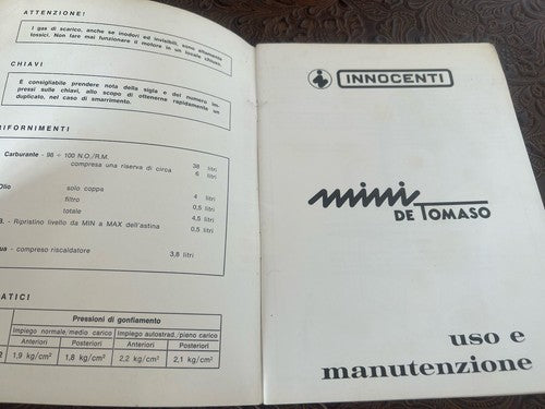 Mini Booklet Car Use Maintenance Of Tommaso Italian Original Vintage