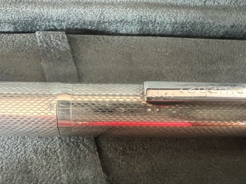 Tagamet Stylo-Plume Stylo à Plume Argent 925 Solid Guillocchè Fort Poids Écrit