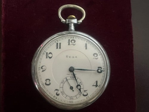 🔴 REGA orologio tasca uomo carica manuale fondello millerighe funziona vintage