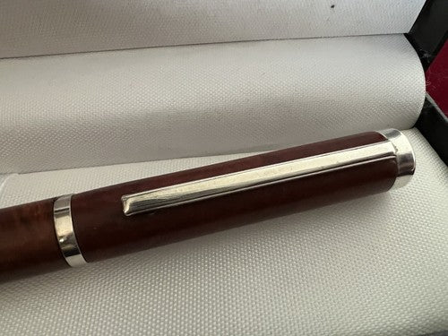 Stylo-Plume Stylo à Plume Argent 925 Corps Bois A Cartouche Écrit 25