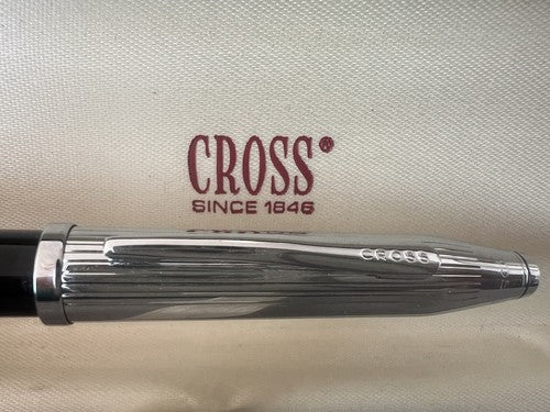 🔴 CROSS penna stilografica lacca nera a cartuccia pennino F scrive