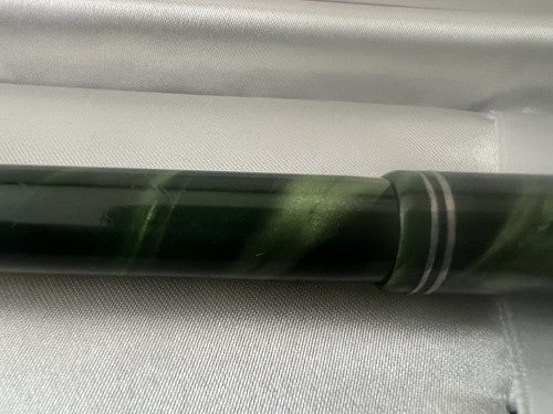 🔴 OMER EXTRA penna stilografica celluloide verde marmorizzata SCRIVE vintage