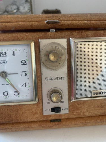 Watch INNO-HIT Radio Alarm Clock Desk Bedside Table Leather Works Vintage 