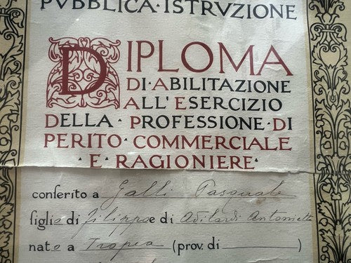 Diploma Appraiser Ragioniere With Stamp Stamps And Votes 23 July 1924