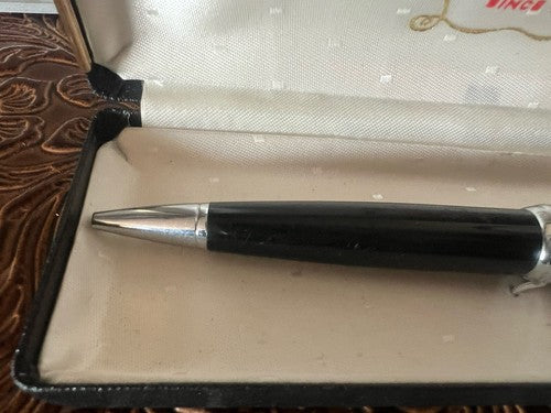 🔴 CROSS penna sfera lacca nera profili cromati scrive con astuccio F