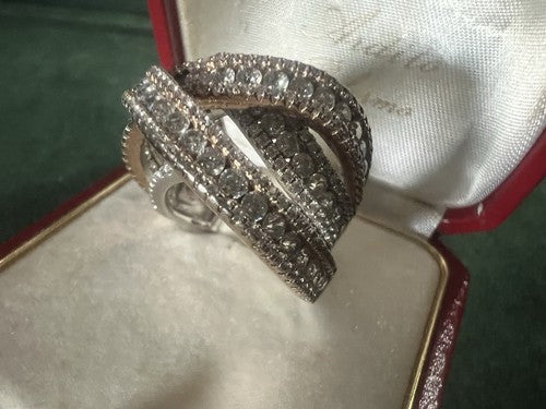 🔴 Anello donna ARGENTO 925 con pietre giri di ONDE EFFETTO DIAMANTI a balzi