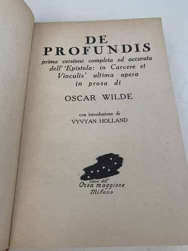 Livre de Profundis Vollständiger Text Oscar Wilde Orsa Major Époque 1950 