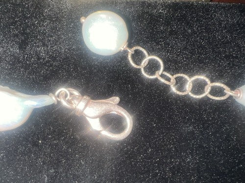 MMA Boucles Collier Argent 925 Laminé Or Perles Original Chevaux Marins