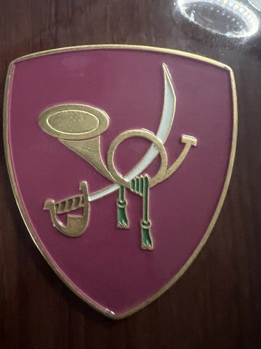 🔴 Wappen BRIGATA BERSAGLIERI GARIBALDI Schild poliertes Holz Metall Emaille H 15