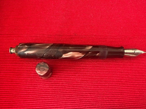 🔴 SUPERIOR penna stilografica celluloide RED CIRCLE a pulsante SCRIVE vintage