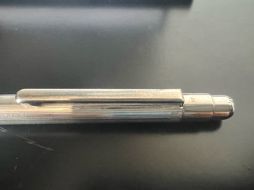 🔴 Penna sfera ARGENTO 925 MASSICCIO 925 righe pulsante a scatto scrive vintage