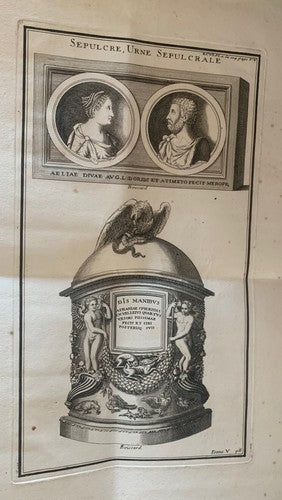 🔴 BOISSARD painting engraving tomb urn burial noble couple 