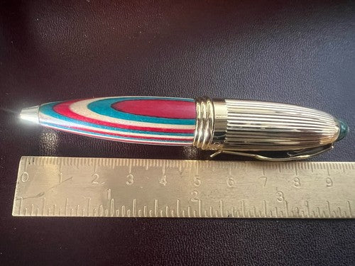 🔴 OSAMA penna sfera mini da agenda legno multicolore e dorata scrive vintage