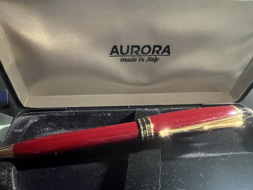 🔴 AURORA penna sfera Ipsilon rosso bordò profili dorati scrive con astuccio